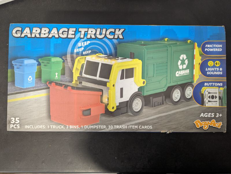 Photo 5 of JOYIN 16" Large Garbage Truck Toys for Boys, Realistic Trash Truck Toy with Trash Can Lifter and Dumping Function, Garbage Sorting Cards for Preschoolers, Toy Truck Gift for Boy Age 2 3 4 5 Years Old
