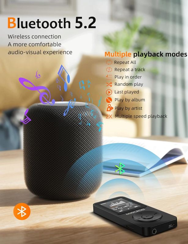 Photo 1 of MP3 Player with Bluetooth 5.2,MUSICROSS 16GB Music MP3 Player for Kids,Build-in HD Speaker/Photo/Video Play/FM Radio/Voice Recorder/E-Book Reader,Supports up to 128GB,Black
