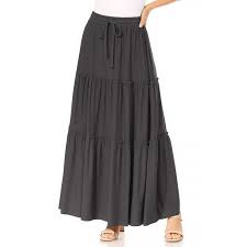 Photo 1 of Women's Plus Size Tiered Ruffle Raw Hem Maxi Skirt - Black - Size Large
