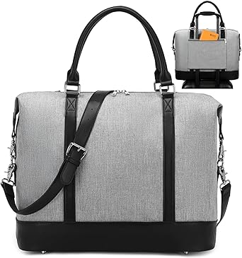 Photo 1 of LEDAOU Carry On Bag Weekender Overnight Bags for Women Travel Duffel Tote Bag Quilted Travel Tote Bag with Trolley Sleeve Underseat Bags for Airplanes - Grey