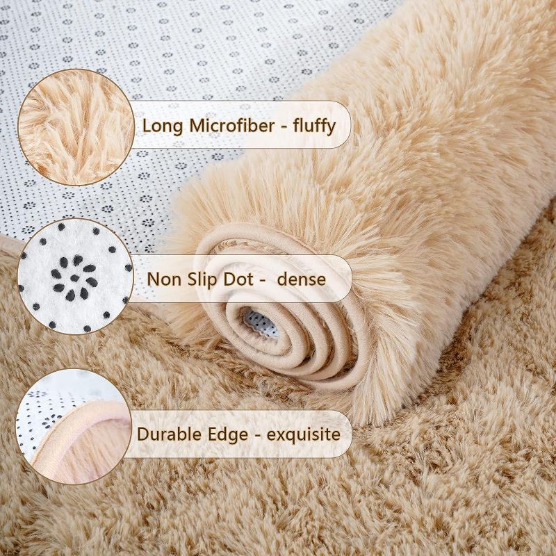 Photo 2 of Chicrug Soft Runner Rug for Bedroom Living Room Plush Fluffy Rug 2x6 Feet, Shag Furry Runner Carpet Non Shedding for Nursery Children Kids Girls Room Home Decorative, Khaki
