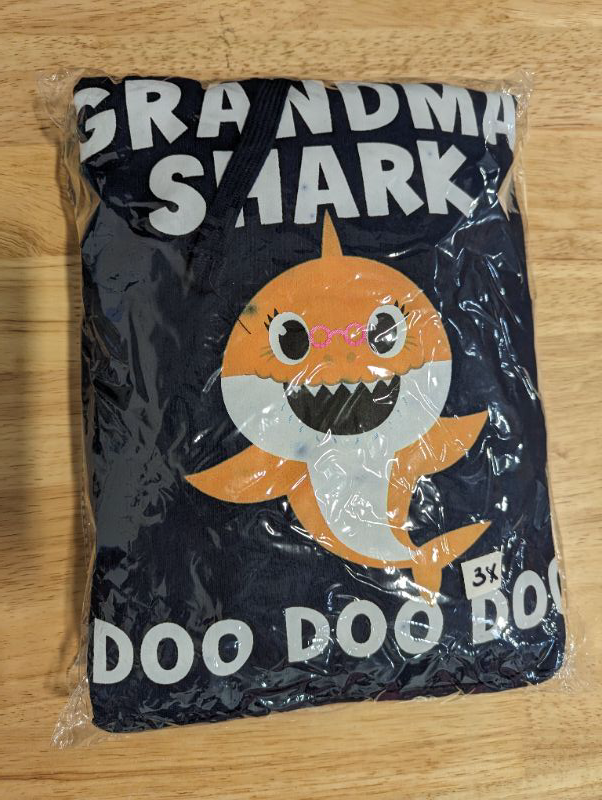 Photo 2 of Grandma Shark Hoodie Sweatshirt - NAVY - Size 3X