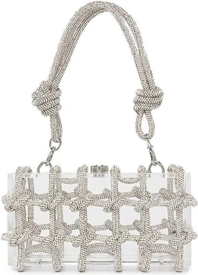 Photo 1 of Gimue Clear Acrylic Rhinestone Purse, Sparkle Evening Clutch, Crystal Embellished Knotted Handbag for Cocktail, Party, Prom - **PRODUCT IS USED, CLASP IS BROKEN, CAN BE REPAIRED**