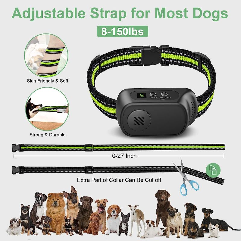 Photo 3 of Rechargeable Dog Bark Collar with Beep Vibration and Shock,Anti Barking Collar for Small Medium Large Dogs, Humane Dog Training Device with 5 Adjustable Sensitivity Levels