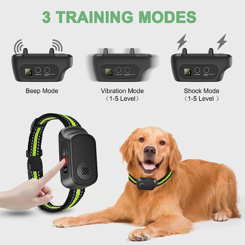 Photo 2 of Rechargeable Dog Bark Collar with Beep Vibration and Shock,Anti Barking Collar for Small Medium Large Dogs, Humane Dog Training Device with 5 Adjustable Sensitivity Levels