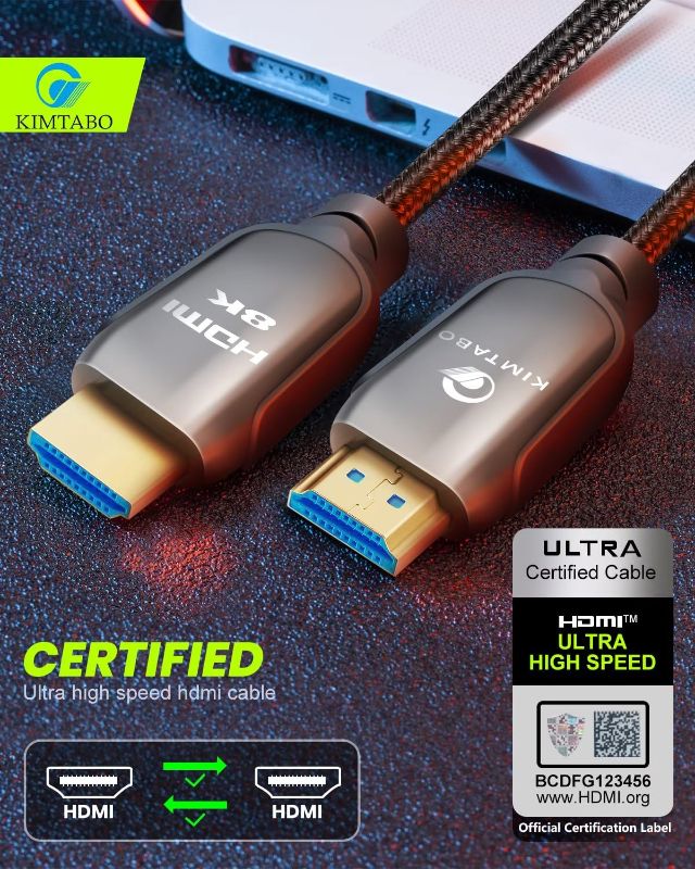 Photo 2 of 8K HDMI 2.1 Cable 6.6ft 48Gbps, Ultra High Speed HDMI Cable, 4K HD 120Hz 144Hz 2K 240Hz Gaming HDMI Cable 2.1 Certified, eARC HDCP 2.2&2.3 HDR 10+ Dolby Compatible with PS5/Xbox Series X/Apple TV 4K
