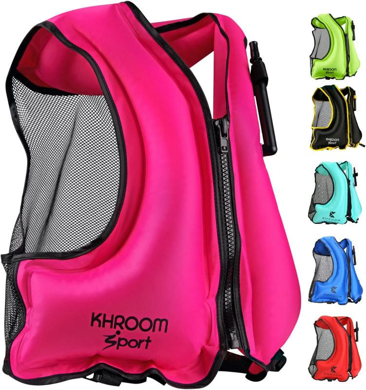 Photo 1 of Khroom Inflatable Snorkel Vest Adults and Teenagers | 60"-75" / 90 lbs-240 lbs | Weighs only 400 Grams | Buoyancy Jacket for Snorkeling and SUP - Snorkel Jacket, Buoyancy Aid, Buoyancy Vest
