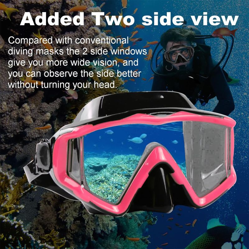 Photo 2 of AQUA A DIVE SPORTS Diving mask Anti-Fog Swimming Snorkel mask Suitable for Adults Scuba Dive Swim Snorkeling Goggles Masks - PINK