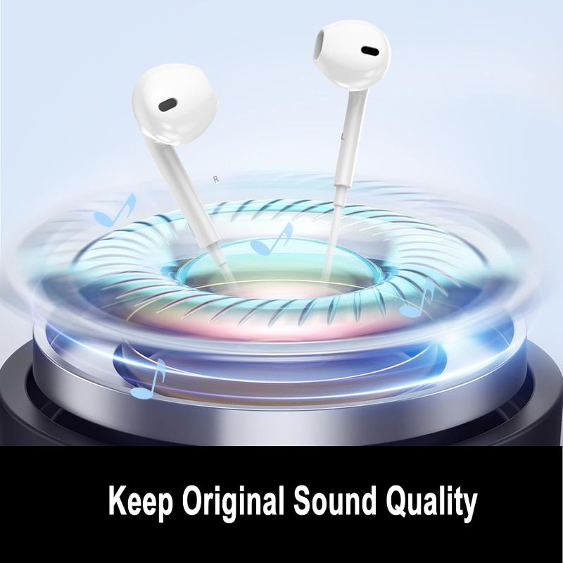 Photo 2 of USB C Headphones Earbuds, Type C Earbuds Wired Earphones with Microphone & Remote Control Noise Cancelling for iPhone 15 pro, iPad Pro, Galaxy S23/S22/S21/S20/Ultra Note 10/20, Pixel 7/6/6a/5/4

