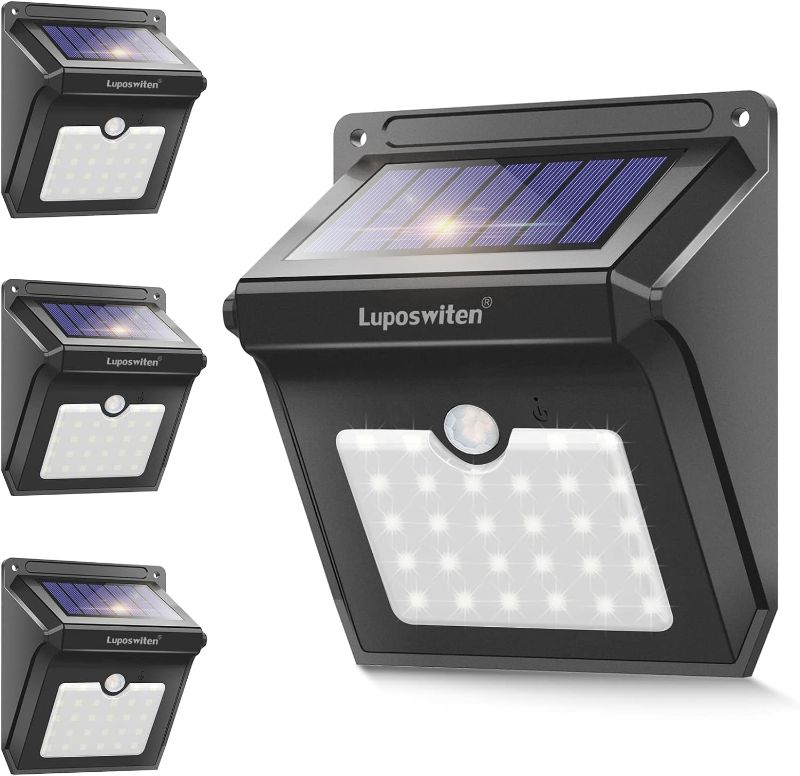 Photo 1 of Luposwiten Solar Outdoor Lights Waterproof - Super Bright Motion Sensor Outdoor Lights Easy to Install Solar Lights for Outside, Front Door, Yard, Garage, Garden, Patio, Deck (4 Pack)