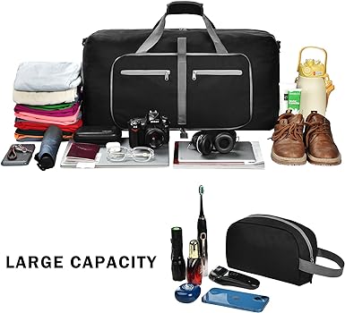 Photo 3 of Felipe Varela Duffle Bag with Shoes Compartment and Adjustable Strap,Foldable Travel Duffel Bags for Men Women,Waterproof Duffel Bags