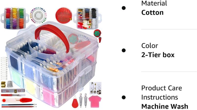 Photo 4 of QCZKB 188 Embroidery Floss Set Including Cross Stitch Threads Friendship Bracelet String with 2-Tier Transparent Box, Floss Bobbins and Cross Stitch Kits, Cotton