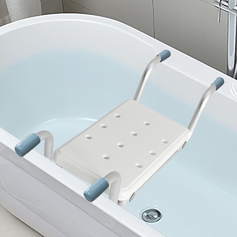 Photo 1 of Heavy Duty Bath Bench Seat, Suspended Bath Tub Shower Chair Aluminum Alloy Bathtub Benches Bathing Seat for Elderly Adults Seniors Disabled or Injured, Length Adjustable Universal Fit, 260LBS Load