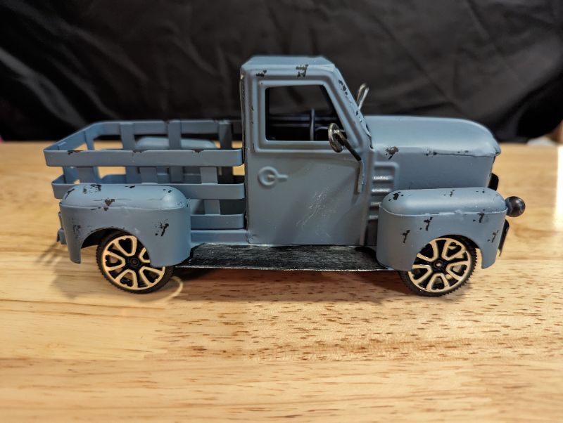 Photo 6 of Fleecy day Vintage Truck Décor, Blue Farmhouse Car with Light Tiered Tray, Cute Metal Car Gift Pickup Truck Model for Home Decoration Table Decoration & Tabletop Storage 7 x 3 x 3 inches