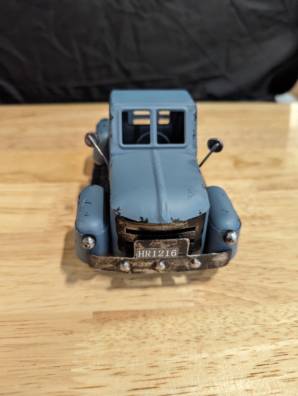 Photo 5 of Fleecy day Vintage Truck Décor, Blue Farmhouse Car with Light Tiered Tray, Cute Metal Car Gift Pickup Truck Model for Home Decoration Table Decoration & Tabletop Storage 7 x 3 x 3 inches