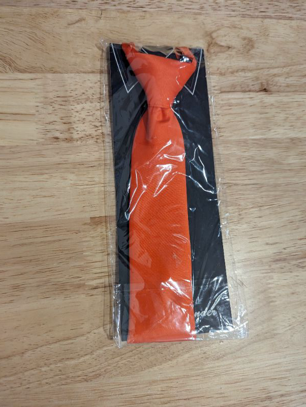 Photo 3 of Jacob Alexander - Boy's 14" Ready Made Solid Color Pre-Tied Zipper Neck Tie - Orange