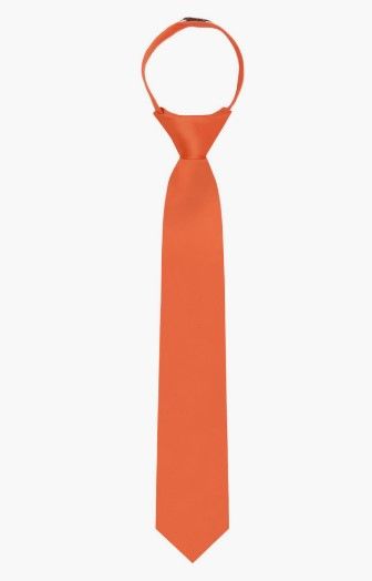 Photo 1 of Jacob Alexander - Boy's 14" Ready Made Solid Color Pre-Tied Zipper Neck Tie - Orange