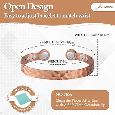 Photo 3 of Jecanori 2Pcs Magnetic Lymph Detox Copper Bracelets for Women,Magnetic Lymphatic Drainage Bracelets 100% Copper Cuff Bangle Wristband Brazaletes with 3500 Gauss Magnet Jewelry Gifts