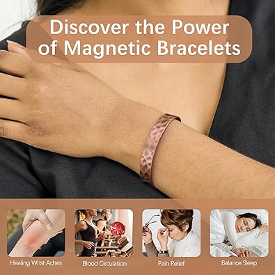 Photo 2 of Jecanori 2Pcs Magnetic Lymph Detox Copper Bracelets for Women,Magnetic Lymphatic Drainage Bracelets 100% Copper Cuff Bangle Wristband Brazaletes with 3500 Gauss Magnet Jewelry Gifts