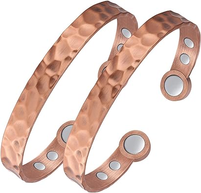 Photo 1 of Jecanori 2Pcs Magnetic Lymph Detox Copper Bracelets for Women,Magnetic Lymphatic Drainage Bracelets 100% Copper Cuff Bangle Wristband Brazaletes with 3500 Gauss Magnet Jewelry Gifts