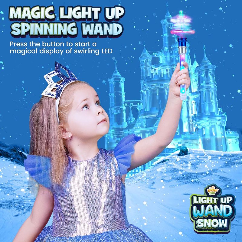 Photo 2 of Light Up Snowflake Ice Spinning Wand for Kids in Gift Box, Snow Rotating LED Toy for Girls and Boys, Magic Princess Sensory Toys, Suitable for Parades, Best Pretend Play Birthday (1-Pack)
