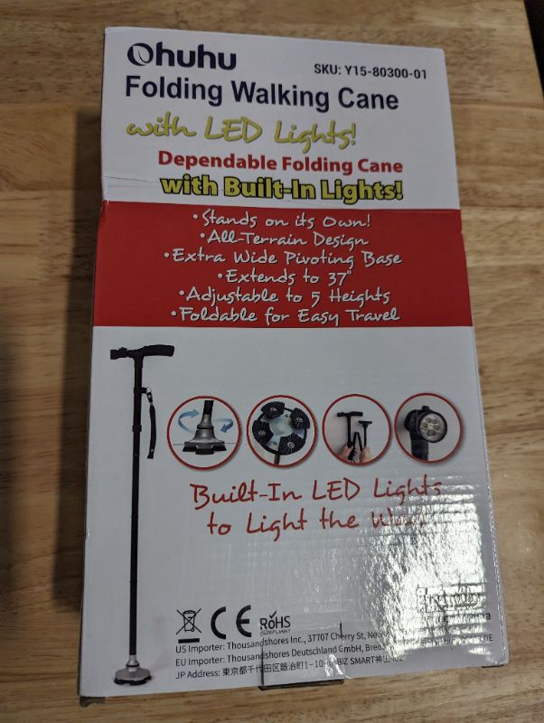 Photo 3 of Ohuhu Folding Walking Cane with LED Light, Adjustable Walking Stick with Carrying Bag for Fathers Mothers Gifts
