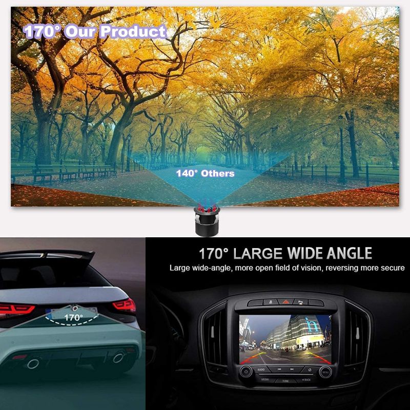 Photo 2 of Backup Camera, JPP Embedded Front/Rear View Camera Waterproof Reverse Camera, IR Night Vision Reverse Camera Parking Guide Line & Screen Mirror Image on/Off for Truck, Car, Travel Trailer