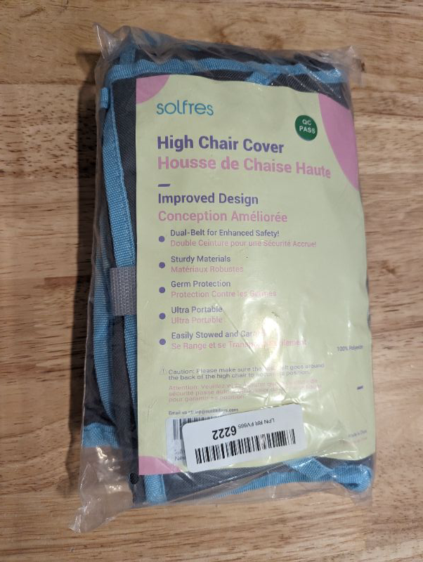 Photo 4 of Solfres Dual-Belt High Chair Cover, Baby High Chair Cover, Upgrade Version, for Wooden or Restaurant High Chair, Sturdy and Robust Material, Gray
