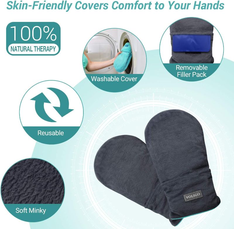 Photo 4 of voligo Microwavable Heated Mittens, Hot and Cold Hand Therapy Gloves, Heat Arthritis Gloves for Hands Warmer Therapy and Trigger Fingers Pain Relief & Carpal Tunnel Fit for Many Hand Sizes ?Gray?

