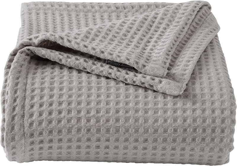 Photo 1 of Market & Place 100% Cotton Waffle Weave Bed Blanket | Soft, Breathable, and Lightweight Blanket for All-Season | Perfect for Layering | Brielle Collection (King, Light Grey)
