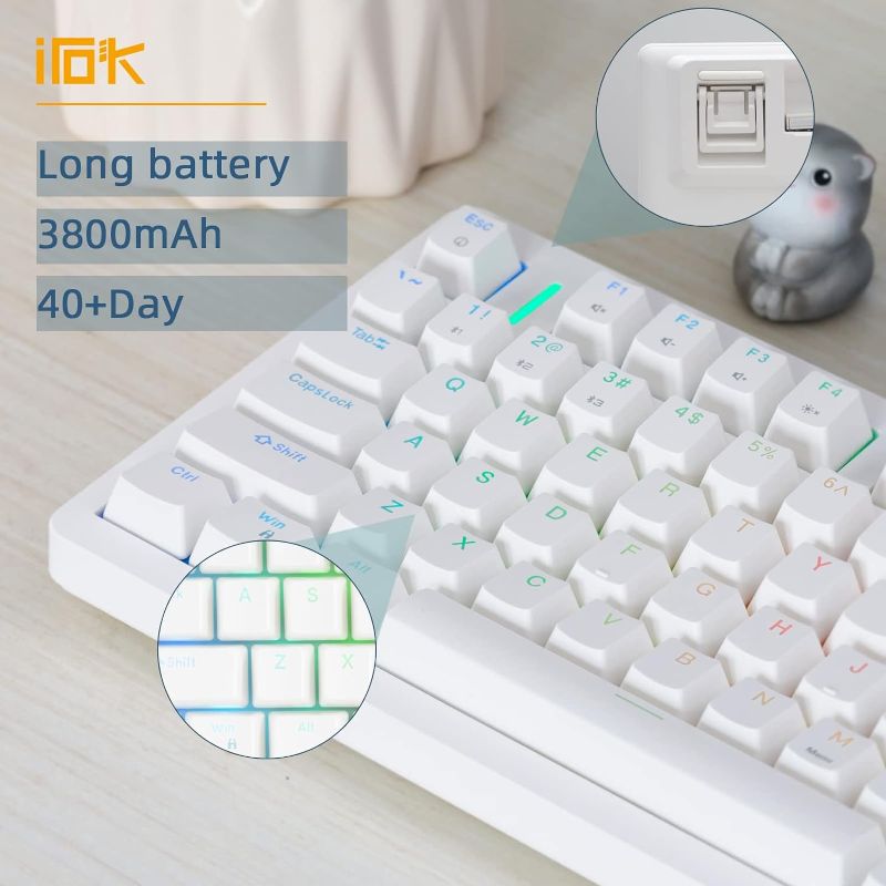Photo 2 of IROK FE75Pro Hot Swappable Mechanical Keyboard, Wireless TKL 75% RGB Customizable Backlit Gaming Keyboard, Bluetooth/2.4G/Wired for Windows PC Gamers- White
X003OWL3TT
