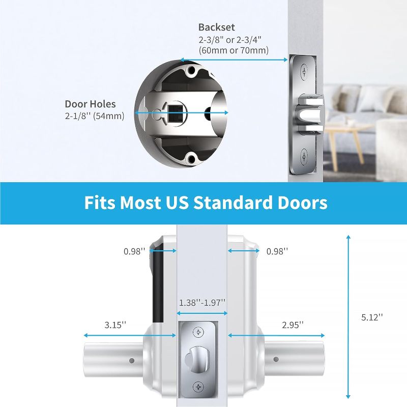 Photo 4 of Signstek Keyless Entry,Digital Smartcode Door Lock for Front Door,Keypad Door Lock with Handle and Security Key,Touchscreen,Easy Installation,Silver