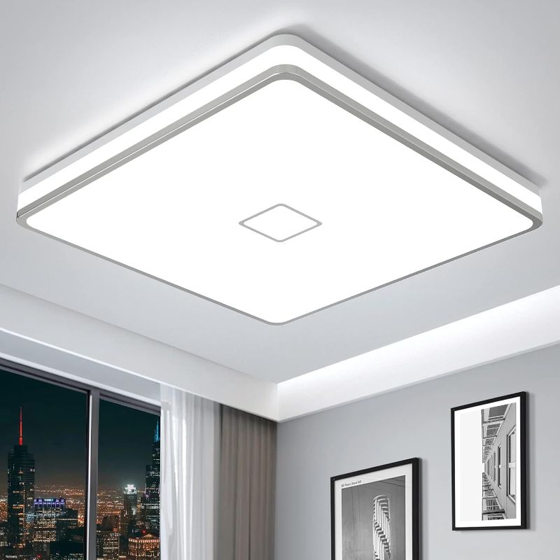 Photo 1 of LED Ceiling Light Fixtures Flush Mount 12.8inch 24W Bright White Square LED Ceiling Lamp 5000K, Airand 2050LM Daylight Waterproof Bathroom Ceiling Light for Kitchen Hallway Porch Living Room Bedroom
