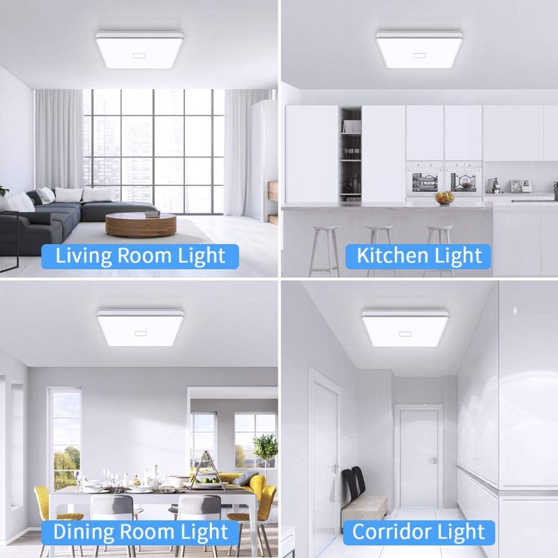 Photo 3 of LED Ceiling Light Fixtures Flush Mount 12.8inch 24W Bright White Square LED Ceiling Lamp 5000K, Airand 2050LM Daylight Waterproof Bathroom Ceiling Light for Kitchen Hallway Porch Living Room Bedroom
