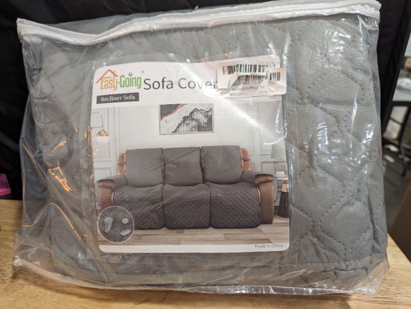 Photo 4 of Easy-Going Recliner Sofa Cover, Reversible Couch Cover for 3 Seat Recliner, Split Sofa Cover for Each Seat, Furniture Protector with Elastic Straps for Kids, Dogs, Pets(3 Seater, Gray/Light Gray)