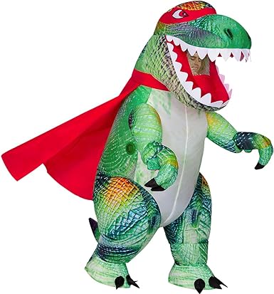 Photo 1 of COMIN Inflatable Dinosaur Costume for Adults, Blow Up Trex Costume Dinosaur Inflatable Costume Green for Halloween Party
