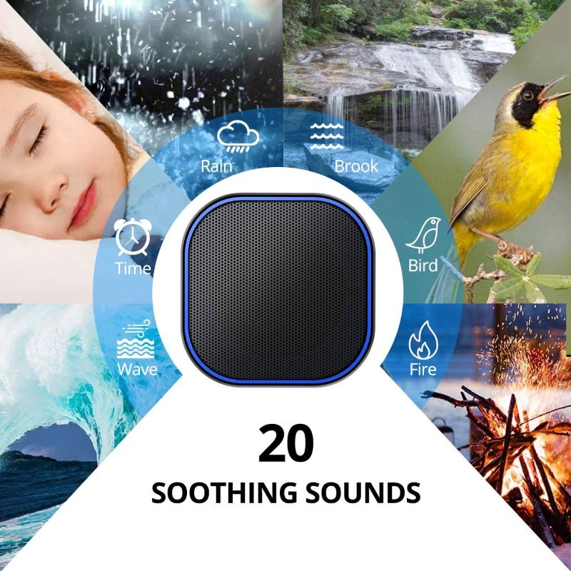 Photo 2 of Magicteam Sound Machines White Noise Machine with 20 Non Looping Natural Soothing Sounds and Memory Function 32 Levels of Volume Powered by AC or USB and Sleep Sound Timer Therapy for Baby Kids Adults