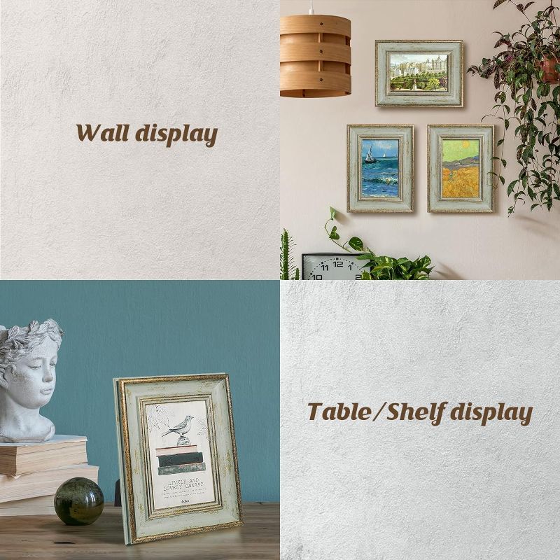 Photo 1 of XUANLUO 3 Pack 4x6 Inch Farmhouse Rustic Picture Frame Sets Distressed Farmhouse Plastic Frame with Tempered Glass for Wall Mount or Tabletop Display - GREEN
