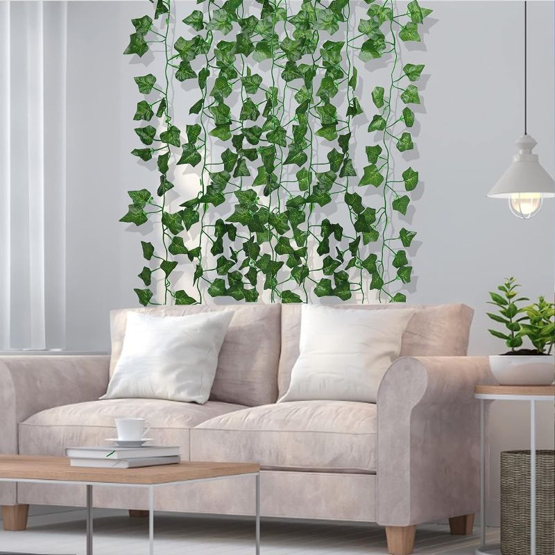 Photo 3 of RECUTMS Fake Vines 24 Pack 173 FT Artificial Ivy Leaves Wall Decor Greenery Garland Hanging Plant Leaf Vines for Room Garden Office Wedding
