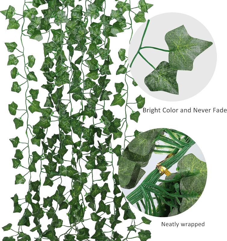 Photo 2 of RECUTMS Fake Vines 24 Pack 173 FT Artificial Ivy Leaves Wall Decor Greenery Garland Hanging Plant Leaf Vines for Room Garden Office Wedding
