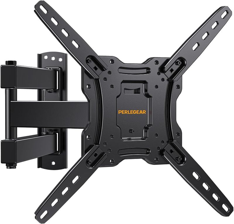 Photo 1 of Perlegear Full Motion TV Wall Mount for 26-55 inch Flat or Curved TVs, Wall Mount TV Bracket with Articulating Arm, Swivel, Tilt, Extension, Corner TV Wall Mount Max VESA 400x400mm up to 60 lbs PGMFK3
