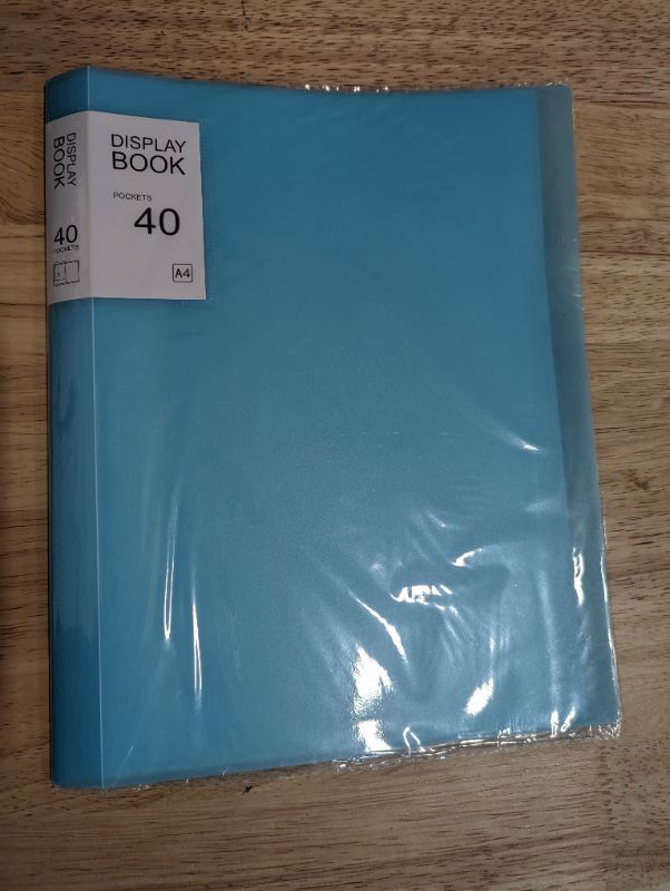 Photo 5 of Phyxin Plastic Presentation Book Portfolio Folder 40 Pockets File Folder Clear Sleeves Protectors Display Book Document Organizer for Music Sheets Artwork Drawing for School Office Business - Blue
