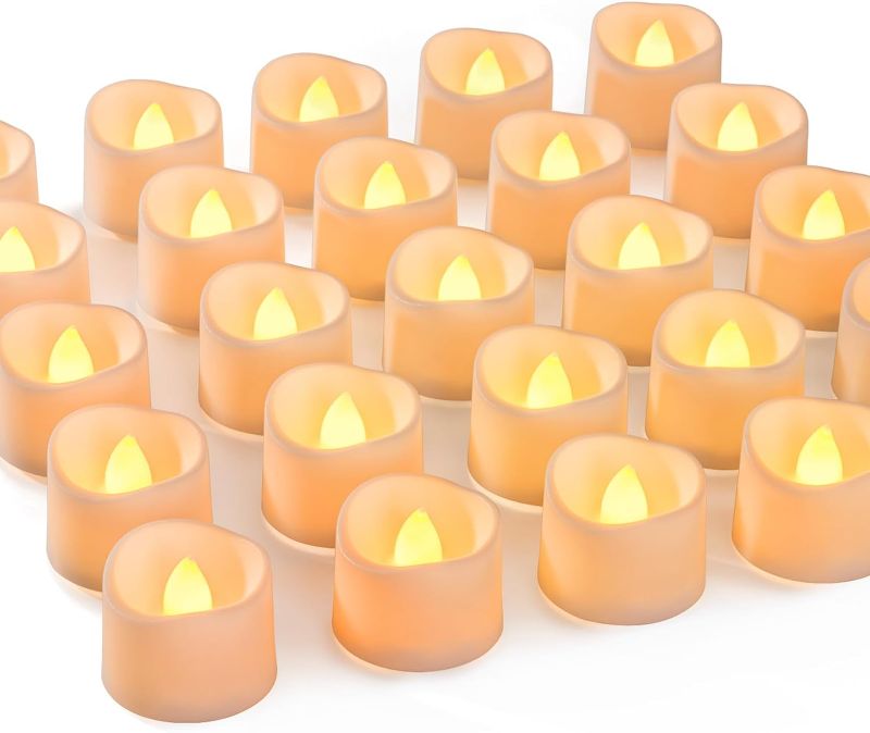 Photo 1 of Homemory 48-Pack Novelty Flickering Flameless Tea Lights Candles, 200Hours Battery Operated, Fake Electric LED Votive Candles, Small Wedding Candles for Table Centerpieces,Proposal,Anniversary
