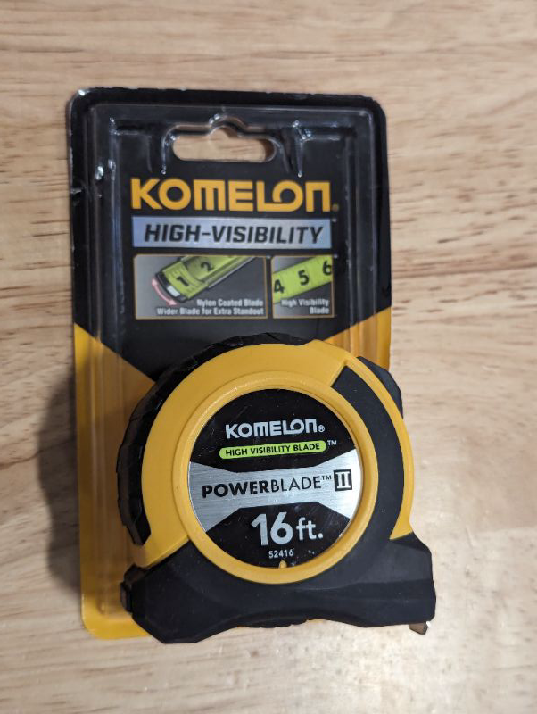 Photo 2 of Komelon 52416; 16' x 1.06" Powerblade II Tape Measure, ABS Case, Yellow/Black, Small Yellow / Black 16 FT