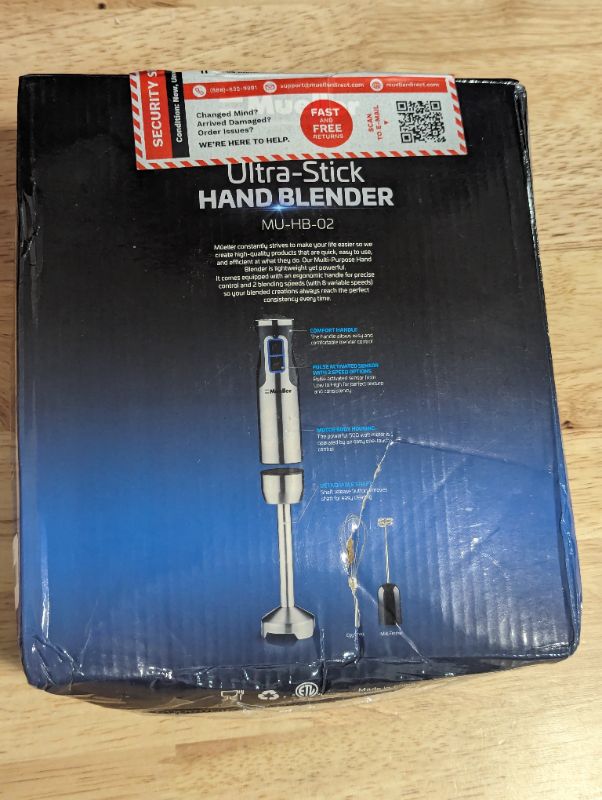 Photo 5 of MuellerLiving Hand Blender, Immersion Blender, Hand Mixer with Attachments: Stainless Steel Blade, Whisk, Milk Frother