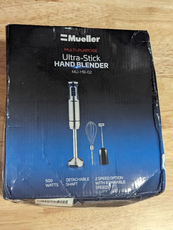 Photo 4 of MuellerLiving Hand Blender, Immersion Blender, Hand Mixer with Attachments: Stainless Steel Blade, Whisk, Milk Frother