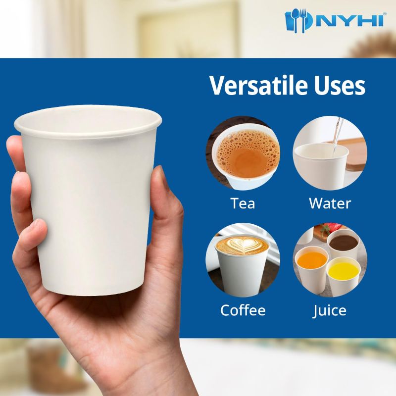 Photo 3 of NYHI 300-Pack 8 oz. White Paper Disposable Cups – Hot/Cold Beverage Drinking Cup for Water, Juice, Coffee or Tea – Ideal for Water Coolers, Party, or Coffee On the Go’
