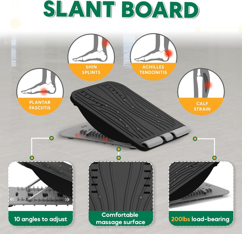 Photo 3 of INFIDEZ 3-in-1 Adjustable Incline Slant Board for Calf Stretching Ankle, Foot Massage, 10 Changeable Levels Rocker Board for Plantar Fasciitis Physical Therapy Equipment
