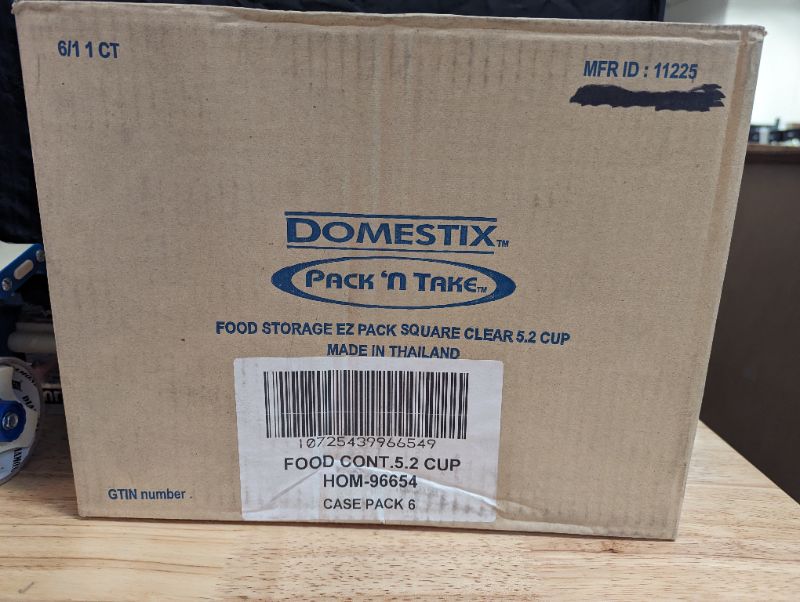 Photo 3 of Domestix Pack N' Take - Food Storage EZ Pack Square Clear 5.2 Cup - 6 Containers w/Variety Color Lids - SOLD AS IS 
