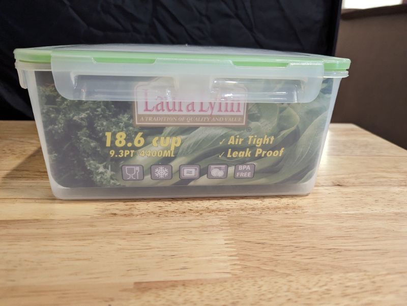 Photo 2 of Laura Lynn Lock Tight Easy Essentials Airtight Rectangular Tall Food Storage Container - 18.6 Cup, Clear
